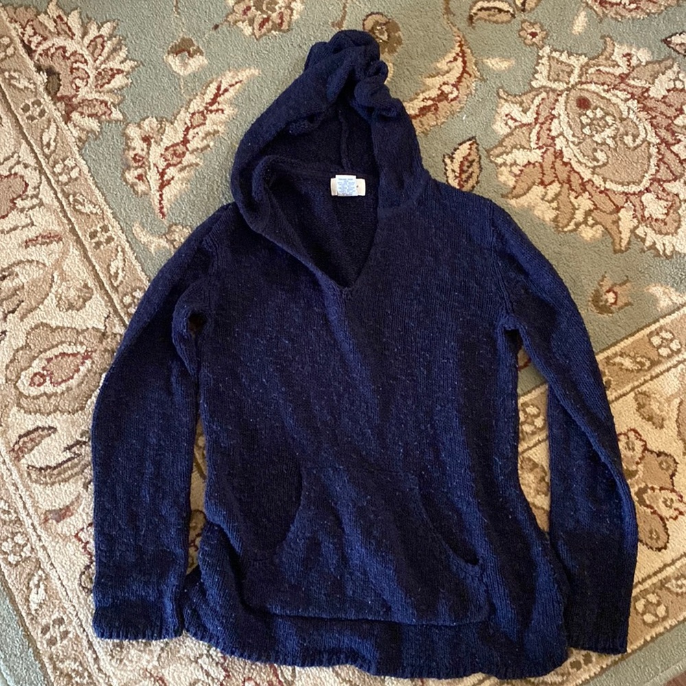 Navy blue knit hoodie, Cambridge dry goods